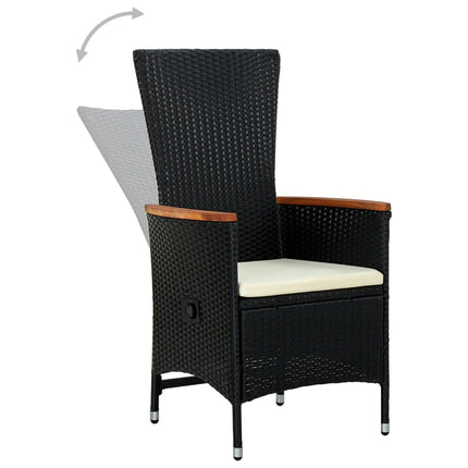 5 Piece Patio Dining Set with Cushions Black