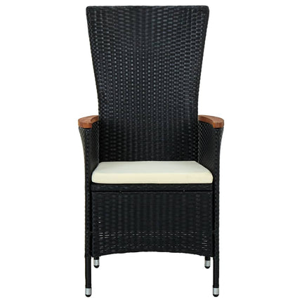 7 Piece Patio Dining Set with Cushions Black