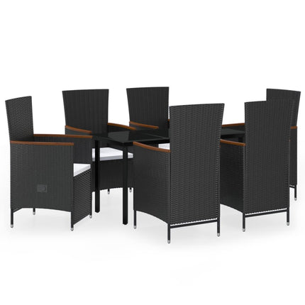 7 Piece Patio Dining Set with Cushions Black