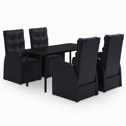 5 Piece Patio Dining Set with Cushions Black