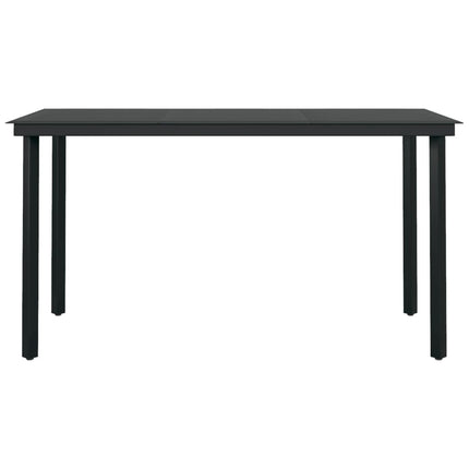 7 Piece Patio Dining Set with Cushions Black