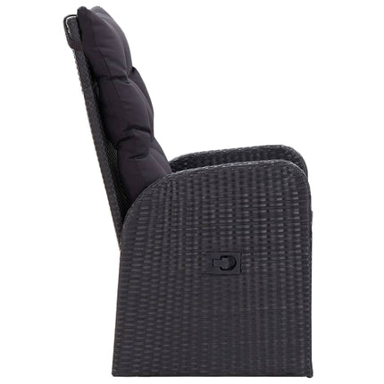 5 Piece Patio Dining Set with Cushions Black