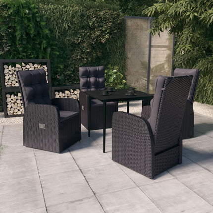 5 Piece Patio Dining Set with Cushions Black