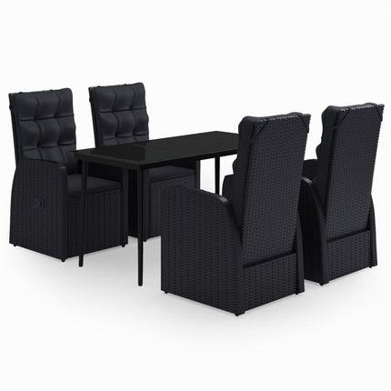 5 Piece Patio Dining Set with Cushions Black