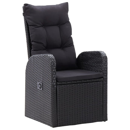 7 Piece Patio Dining Set with Cushions Black
