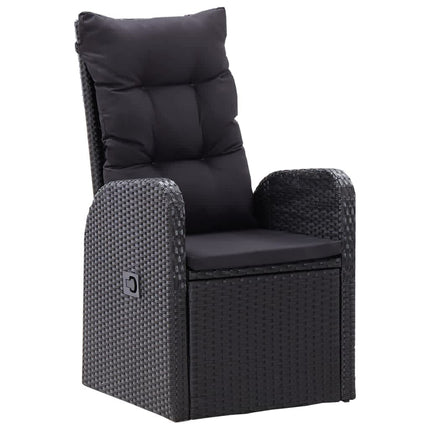 7 Piece Patio Dining Set with Cushions Black