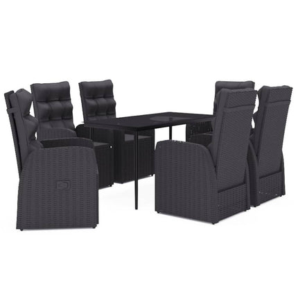 7 Piece Patio Dining Set with Cushions Black