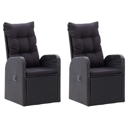7 Piece Patio Dining Set with Cushions Black