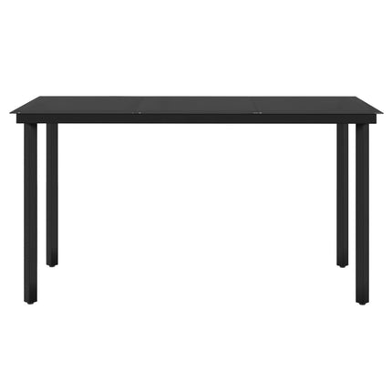 5 Piece Patio Dining Set with Cushions Black