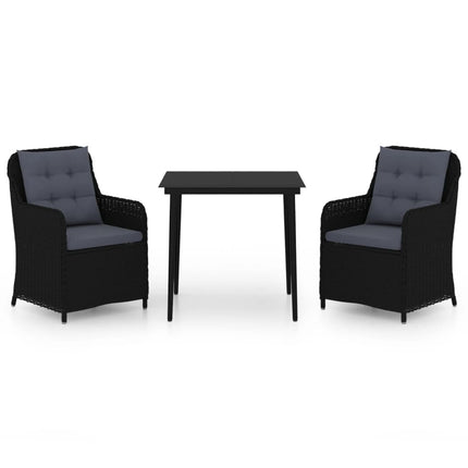 3 Piece Patio Dining Set Black