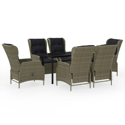 7 Piece Patio Dining Set Brown