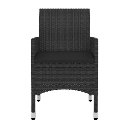 3 Piece Patio Dining Set with Cushions Poly Rattan and Glass