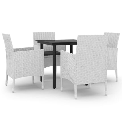 5 Piece Patio Dining Set with Cushions Poly Rattan and Glass