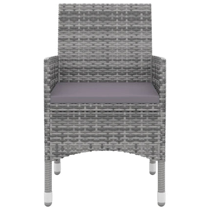 3 Piece Patio Dining Set with Cushions Poly Rattan and Glass