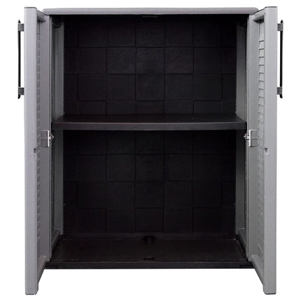 Garden Storage Cabinet Gray and Black 26.8"x14.6"x33.1" PP