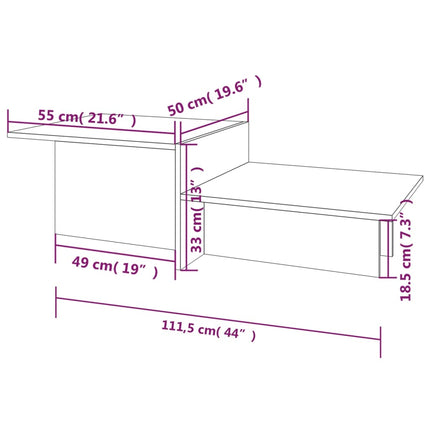 Coffee Table Smoked Oak 43.9"x19.7"x13" Engineered Wood
