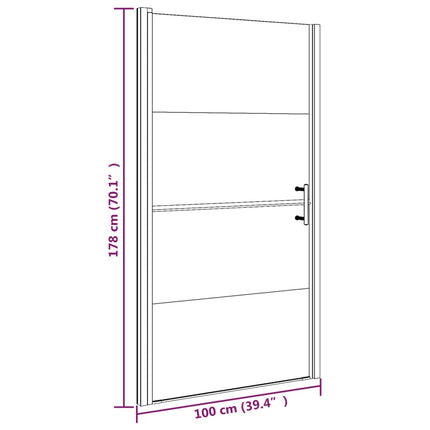 Shower Door 39.4"x70.1" Half Frosted Tempered Glass Black