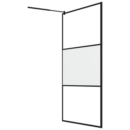 Walk-in Shower Wall 45.3"x76.8" Frosted ESG Glass Black
