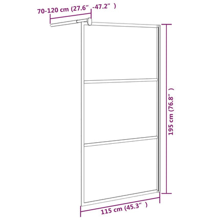 Walk-in Shower Wall 45.3"x76.8" Frosted ESG Glass Black