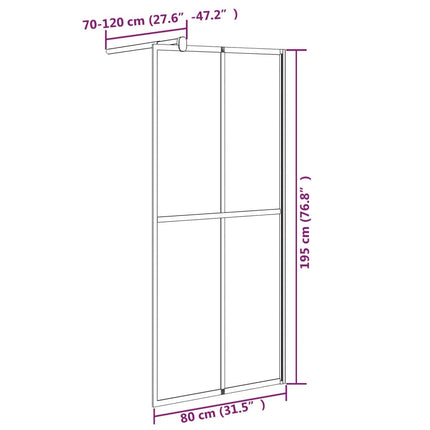 Walk-in Shower Screen 31.5"x76.8" Dark Tempered Glass
