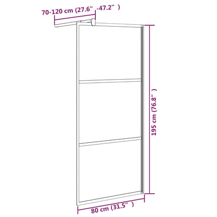 Walk-in Shower Wall 31.5"x76.8" Dark ESG Glass Black