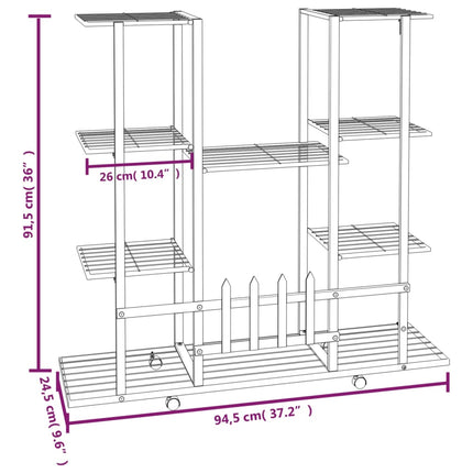 Flower Stand with Wheels 37.2"x9.6"x36" Black Iron