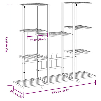 Flower Stand with Wheels 37.2"x9.6"x36" White Iron