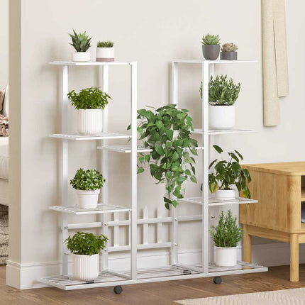 Flower Stand with Wheels 37.2"x9.6"x36" White Iron
