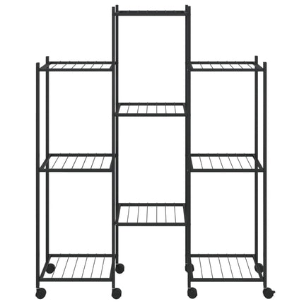 Flower Stand with Wheels 32.7"x9.8"x40.7" Black Iron