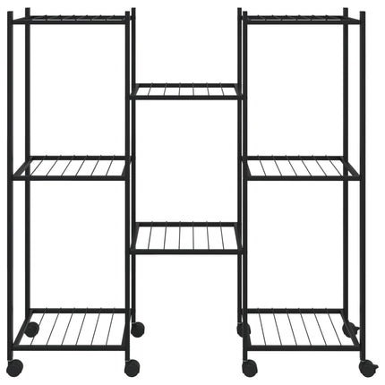 Flower Stand with Wheels 32.7"x9.8"x32.9" Black Iron