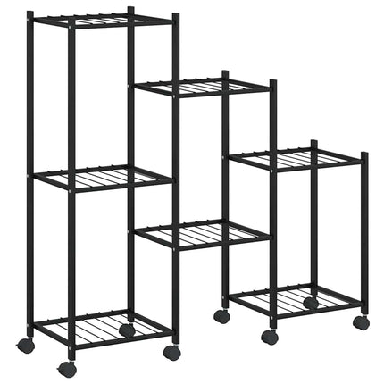 Flower Stand with Wheels 32.7"x9.8"x32.9" Black Iron