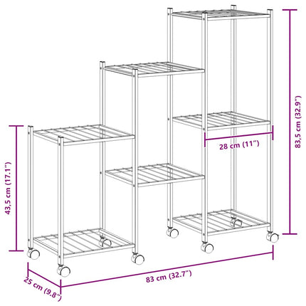 Flower Stand with Wheels 32.7"x9.8"x32.9" Black Iron