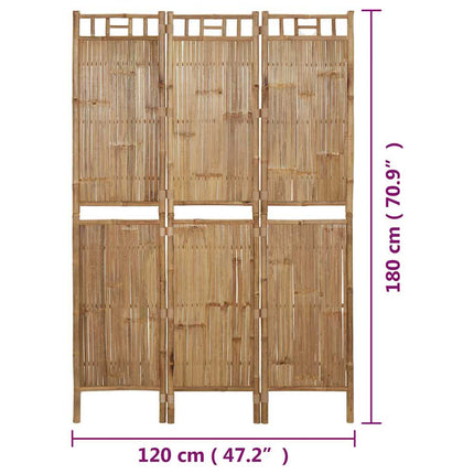 3-Panel Room Divider Bamboo 47.2"x70.9
