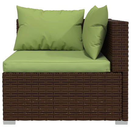 7 Piece Patio Lounge Set with Cushions Poly Rattan Brown