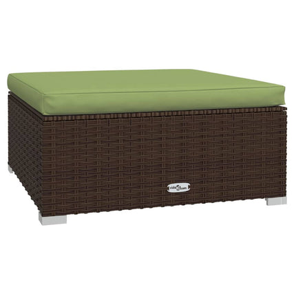 5 Piece Patio Lounge Set with Cushions Poly Rattan Brown