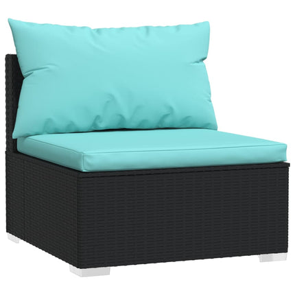 10 Piece Patio Lounge Set with Cushions Poly Rattan Black