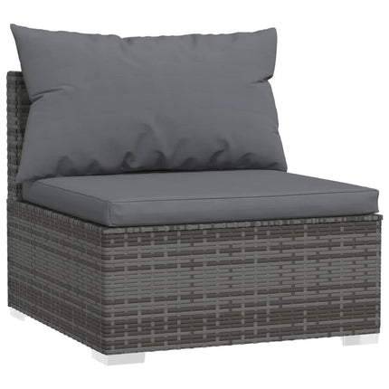 10 Piece Patio Lounge Set with Cushions Poly Rattan Gray