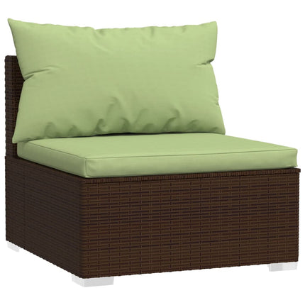 11 Piece Patio Lounge Set with Cushions Brown Poly Rattan