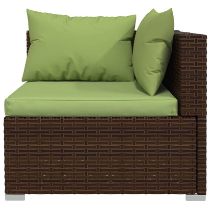 11 Piece Patio Lounge Set with Cushions Brown Poly Rattan