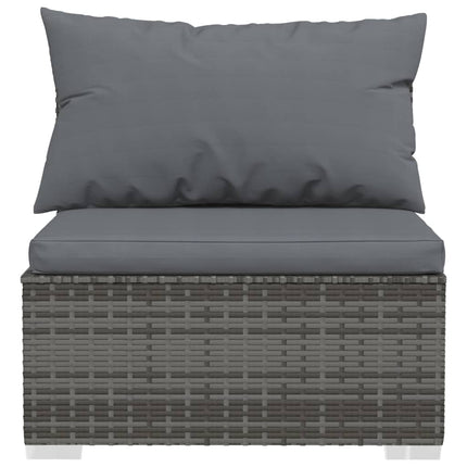 10 Piece Patio Lounge Set with Cushions Gray Poly Rattan
