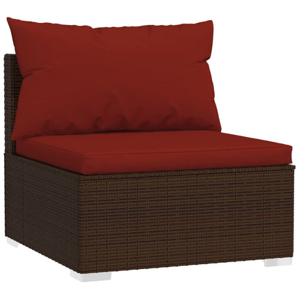 13 Piece Patio Lounge Set with Cushions Brown Poly Rattan