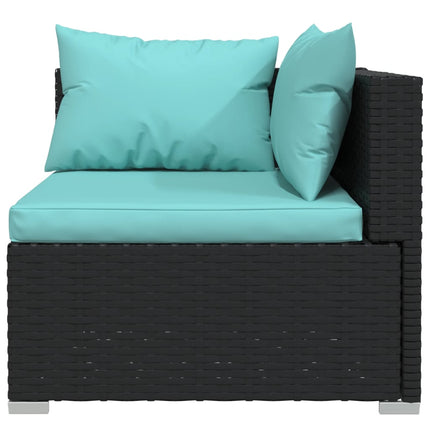 8 Piece Patio Lounge Set with Cushions Poly Rattan Black