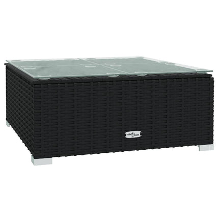11 Piece Patio Lounge Set with Cushions Poly Rattan Black