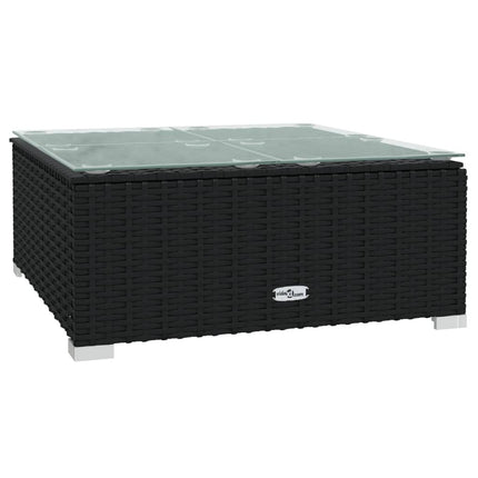 11 Piece Patio Lounge Set with Cushions Poly Rattan Black