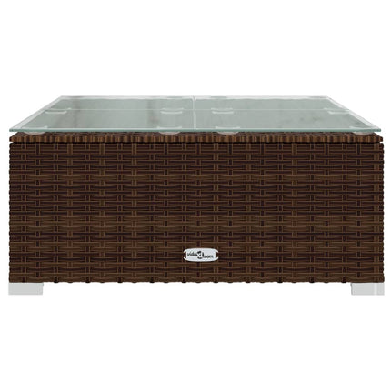10 Piece Patio Lounge Set with Cushions Poly Rattan Brown