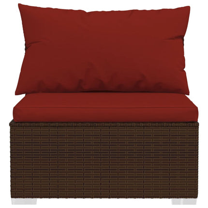 13 Piece Patio Lounge Set with Cushions Brown Poly Rattan