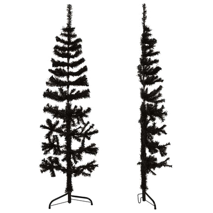 Slim Artificial Half Christmas Tree with Stand Black 5 ft