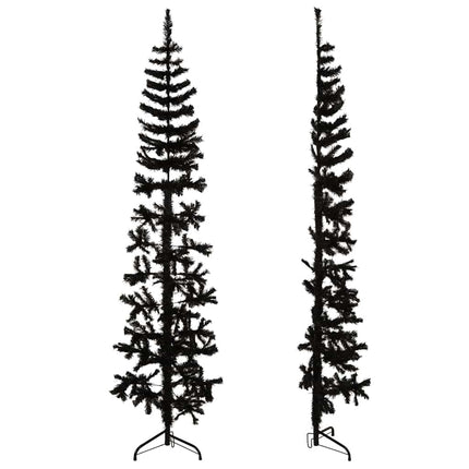 Slim Artificial Half Christmas Tree with Stand Black 6 ft