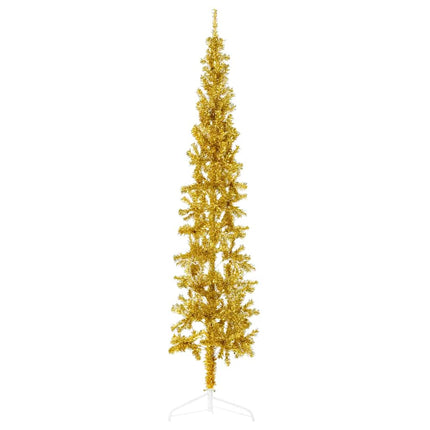 Slim Artificial Half Christmas Tree with Stand Gold 7 ft