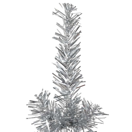 Slim Artificial Half Christmas Tree with Stand Silver 7 ft